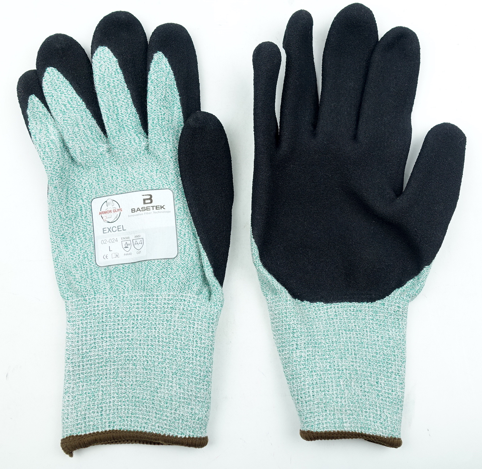 12 Pack Cut Gloves Large Green HDPE Liner Black Micro Foam Nitrile Palm Coating 