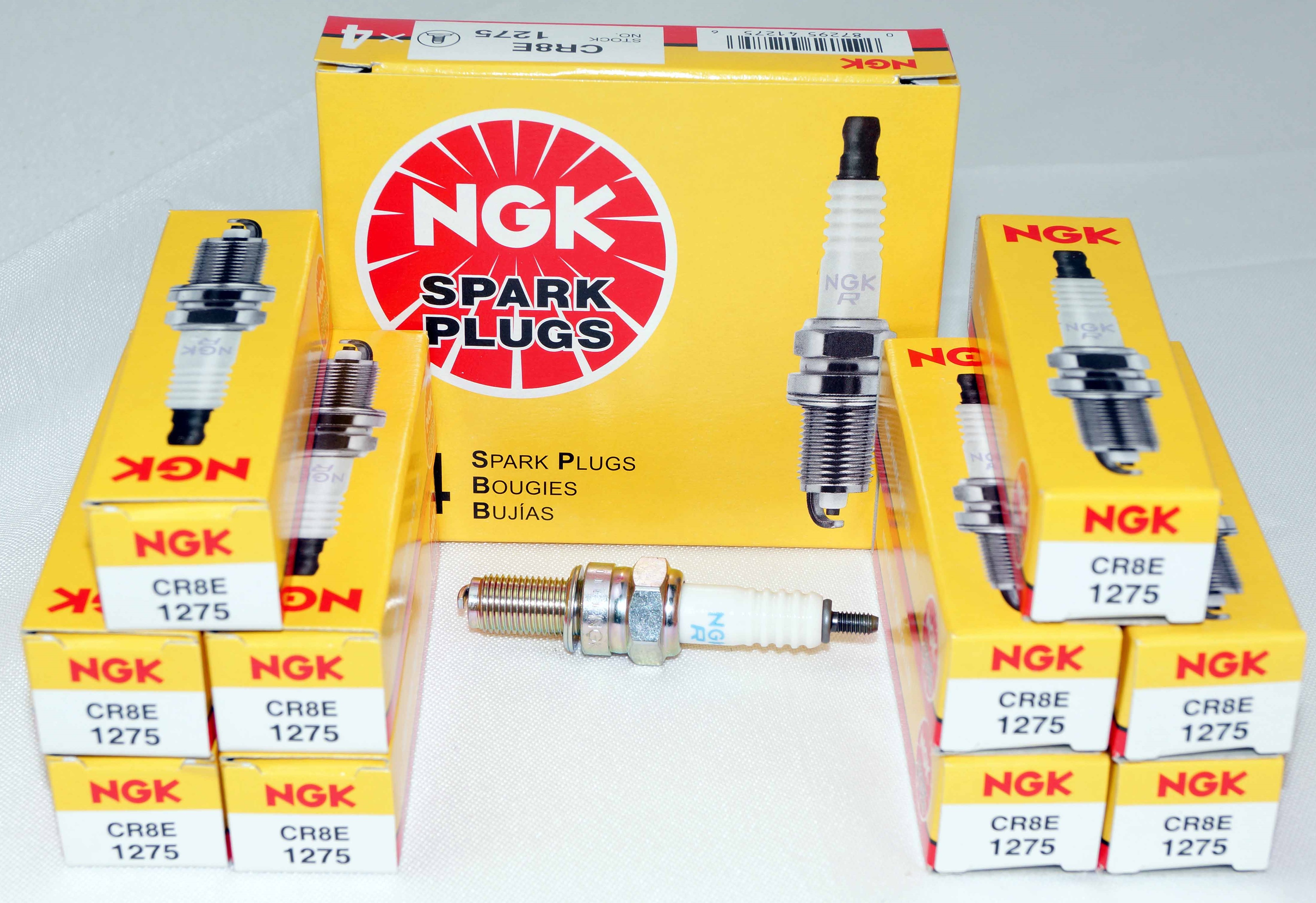 Set of 10 Genuine NGK 1275 Standard Spark Plugs CR8E