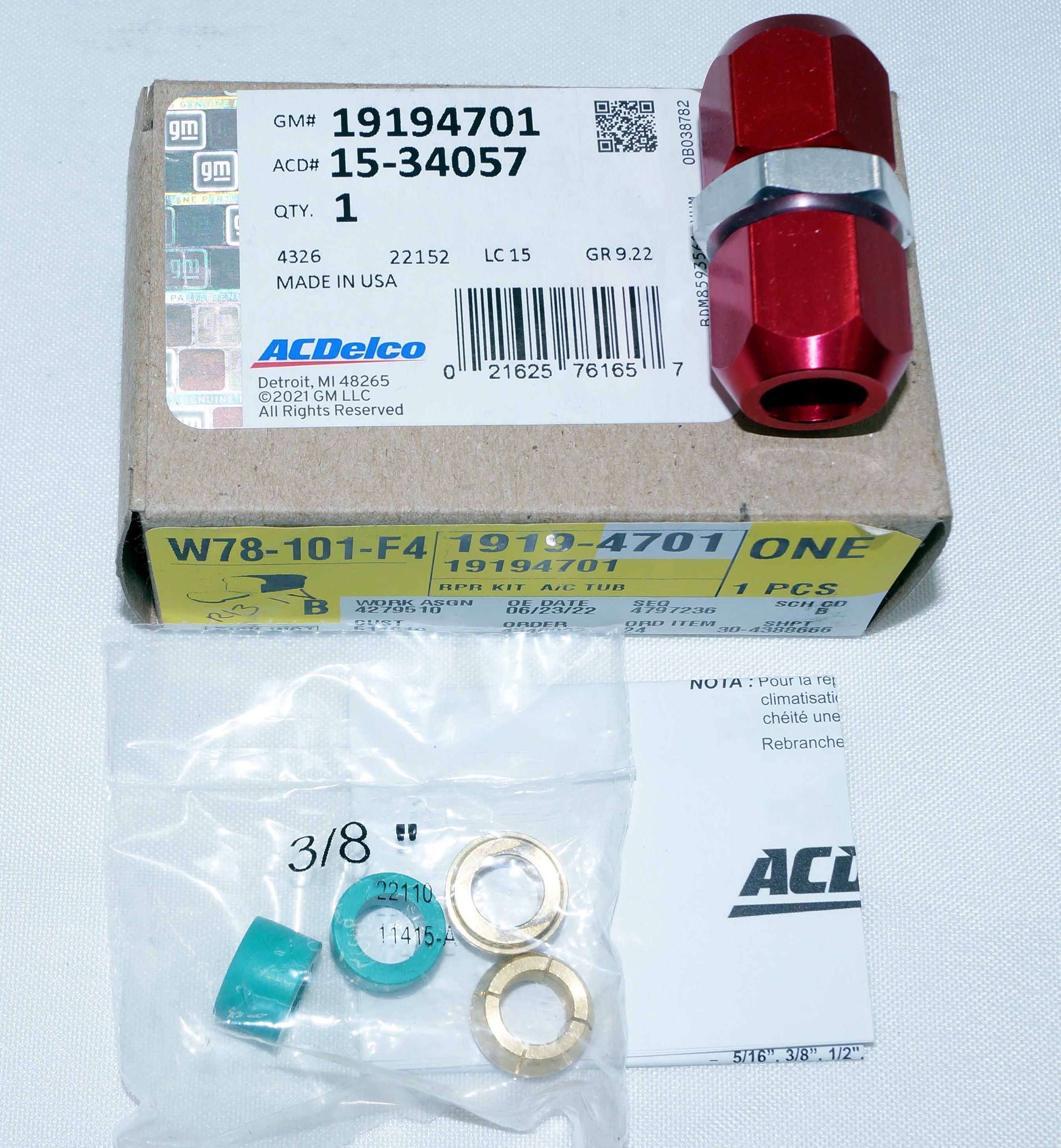 Genuine ACDelco 15-34057 AC Orifice Tube Repair Kit Splice 3/8 inch GM 19194701 - image 1