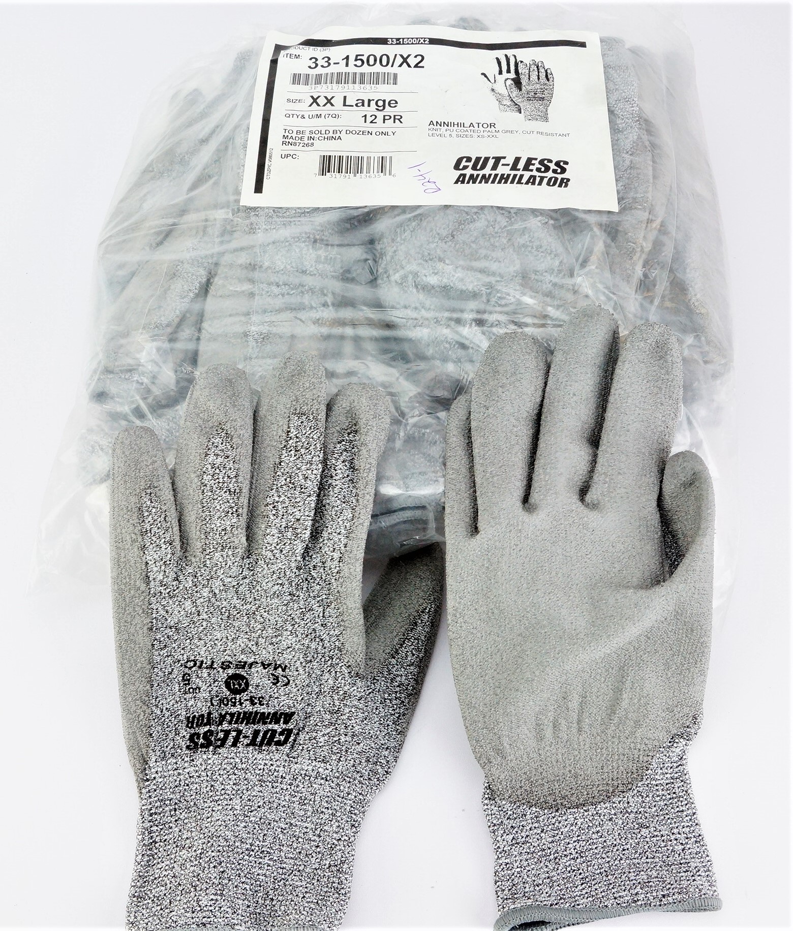 Twelve Pair Majestic Glove 33-1500-X2-12K MAJESTIC Cut Less