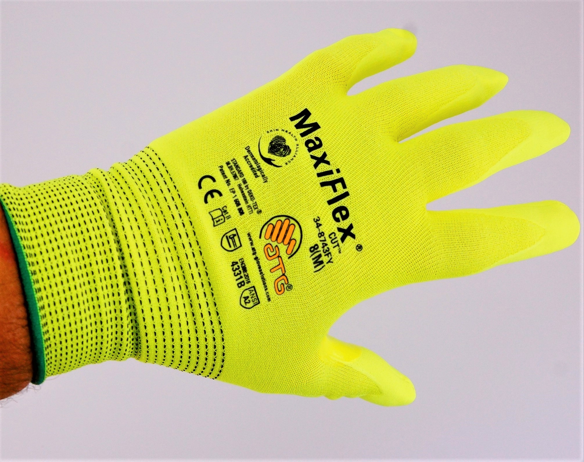 Pack of 72 Genuine 34-8743FY-M PIP Maxiflex Cut Gloves Hi Vis Yellow Yarn Med - image 1