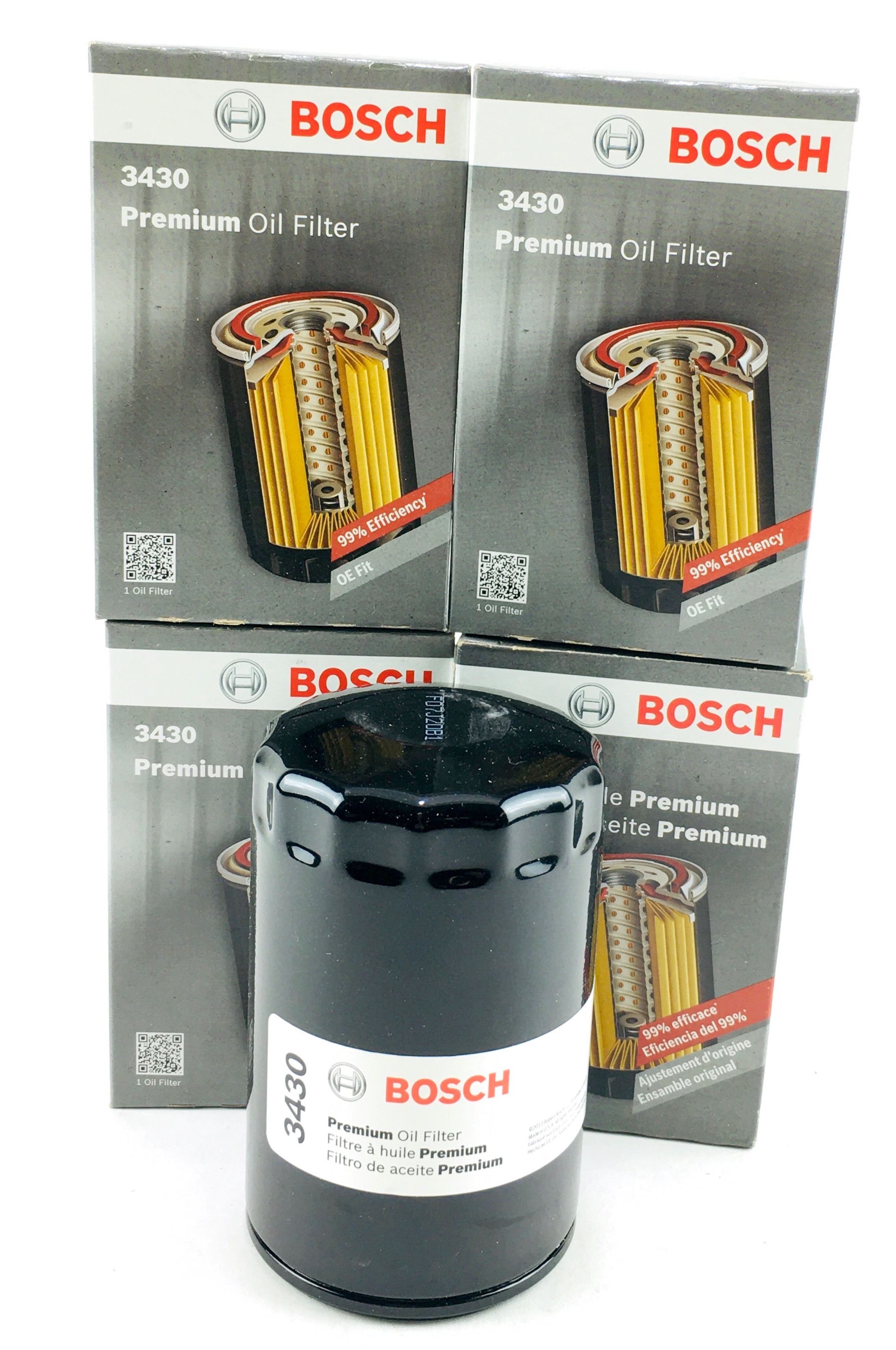Lot of 4 New Genuine Bosch 3430 Premium Spin-On Engine Oil Filters Free Shipping - image 1