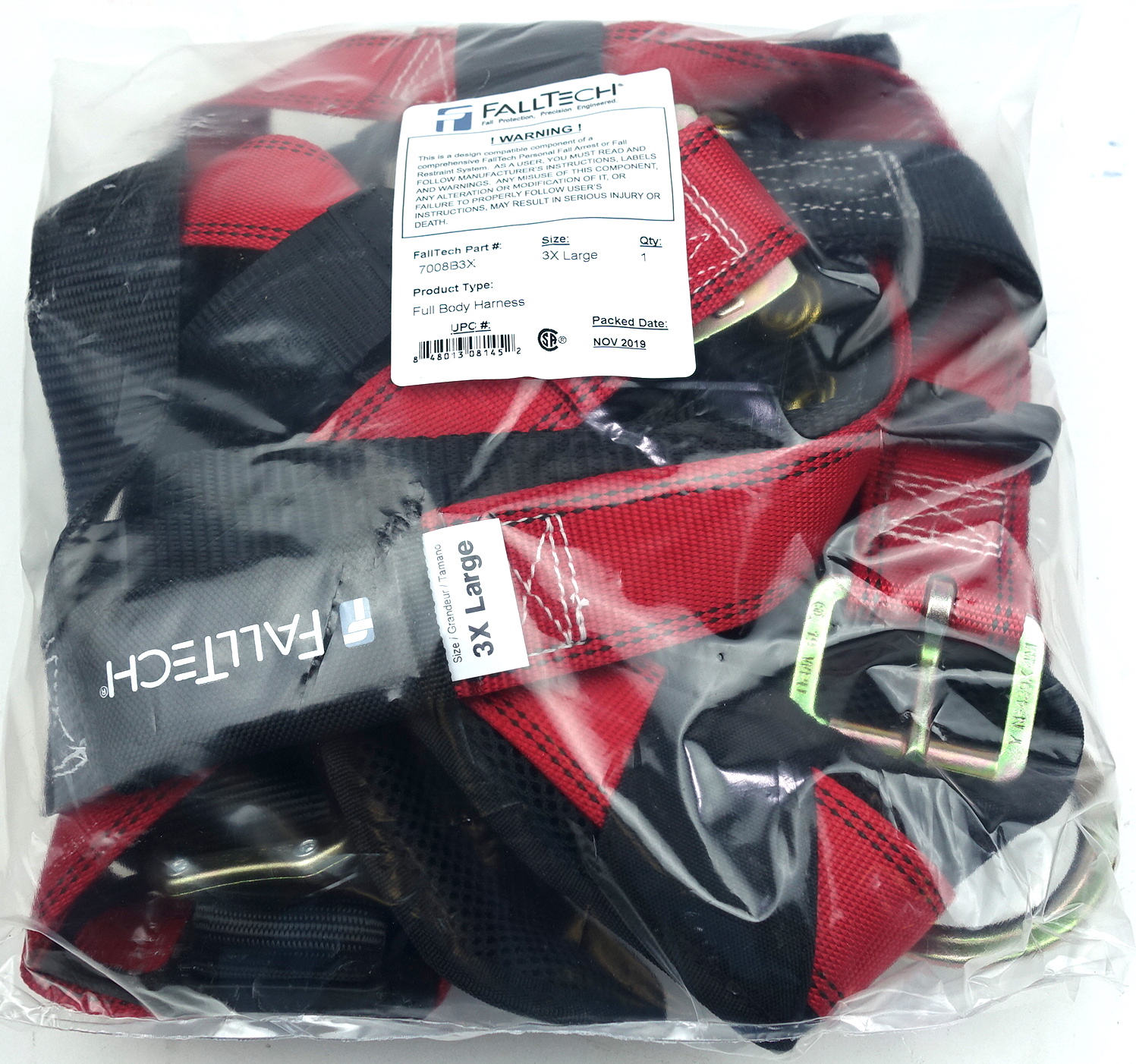 FallTech Fall Safety Harness 3XL Non-Belted Back D-Ring Tongue Buckle Legs - image 2