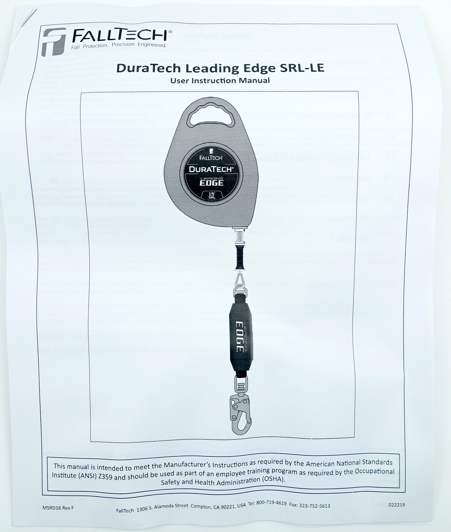 Falltech DuraTech Leading Edge Self-Retracting Lifeline - 50' Galvanized Cable - image 9