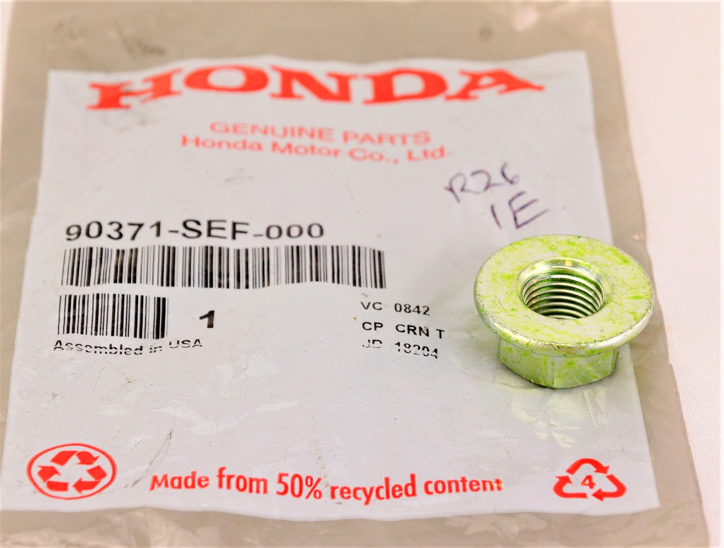 Genuine OEM 90371-sef-000 Honda Nut Flange 12 mm  Fast Free Shipping - image 1