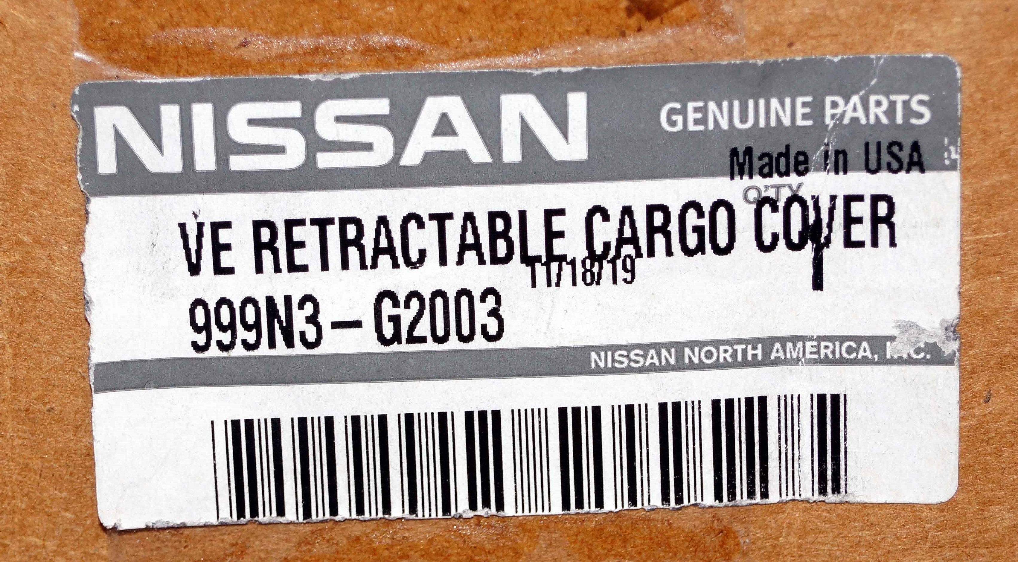 Genuine OEM 999N3G2003 Nissan Rear Retractable Cargo Area Cover Privacy Shade - image 3