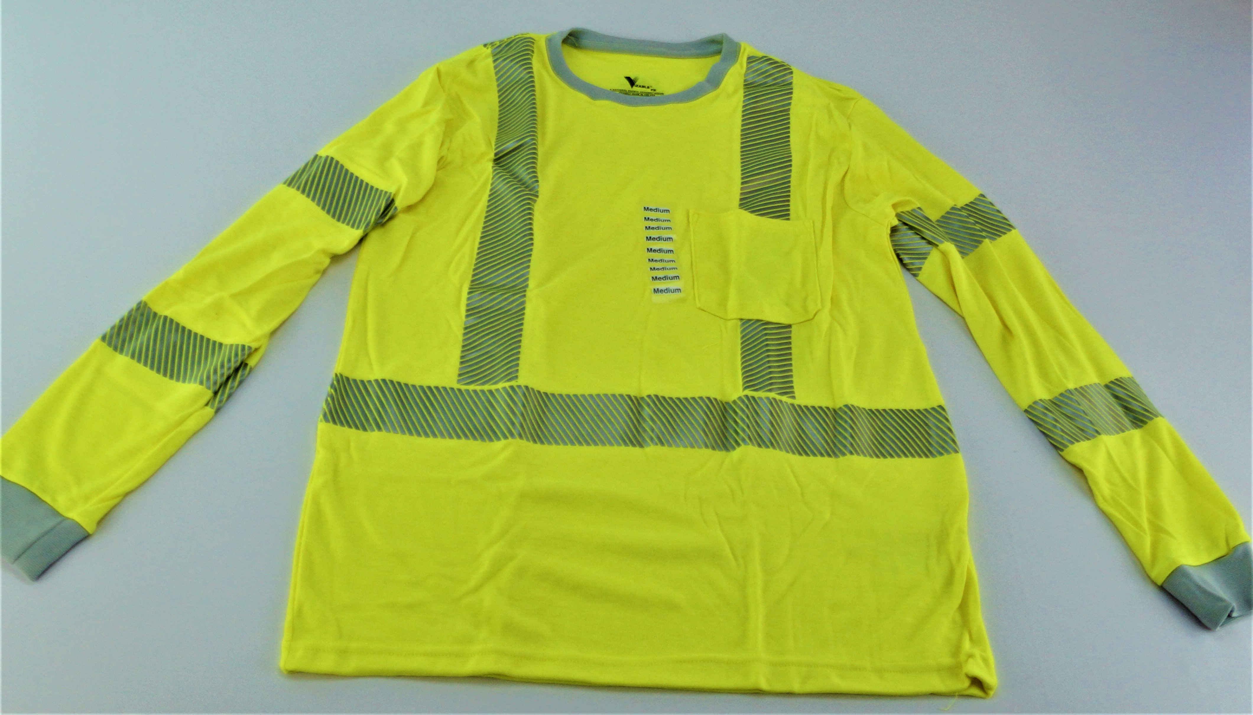 VIZABLE FR Medium Long Sleeve Hi-Vis T-Shirt Class 3 Hi Vis Yellow C54HYLSC3 - image 1