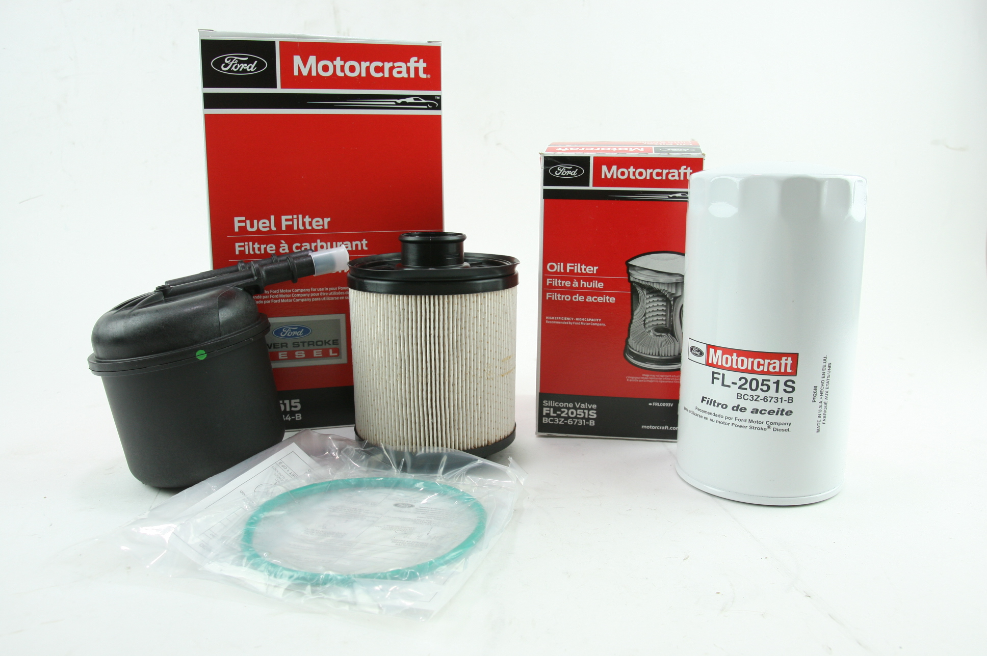 Diesel Fuel & Oil Filter Kit Motorcraft FD4615 FL2051S Genuine OEM Ford Filters - image 1