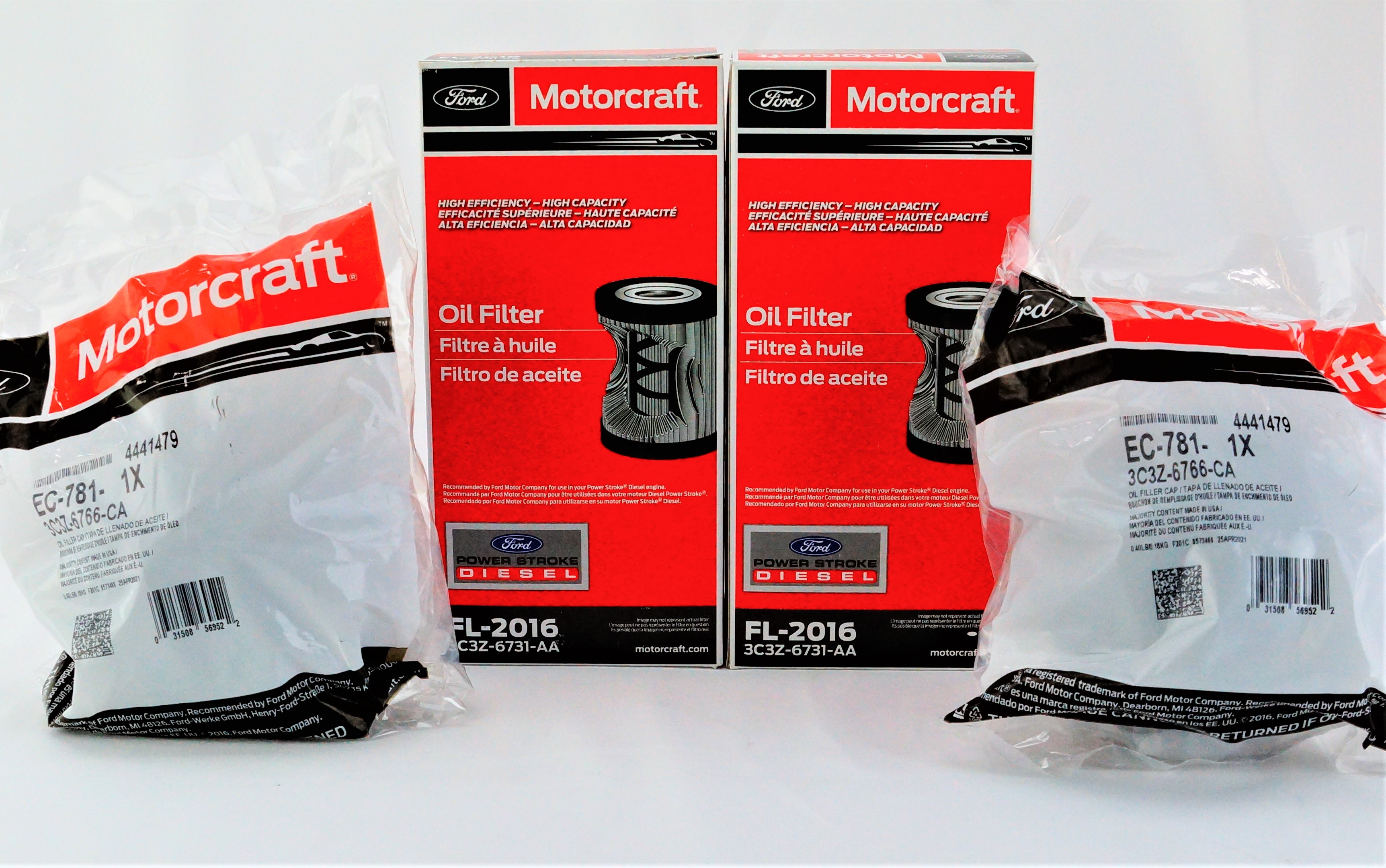 2 Pack Genuine Motorcraft EC781 & FL2016 Engine Oil Filter Kit w/ Cap and Gasket - image 1