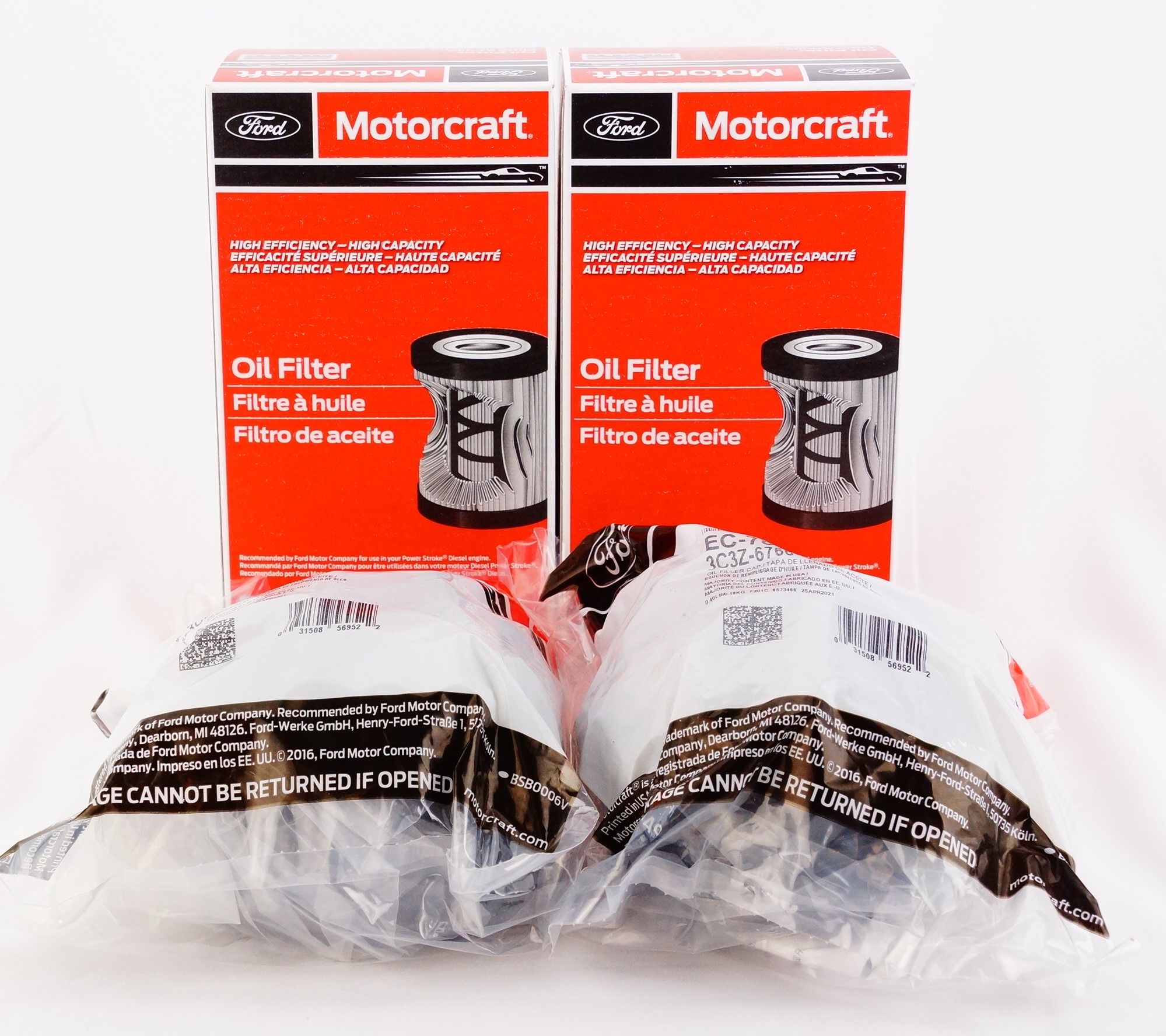 2 Pack Genuine Motorcraft EC781 & FL2016 Engine Oil Filter Kit w/ Cap and Gasket - image 2