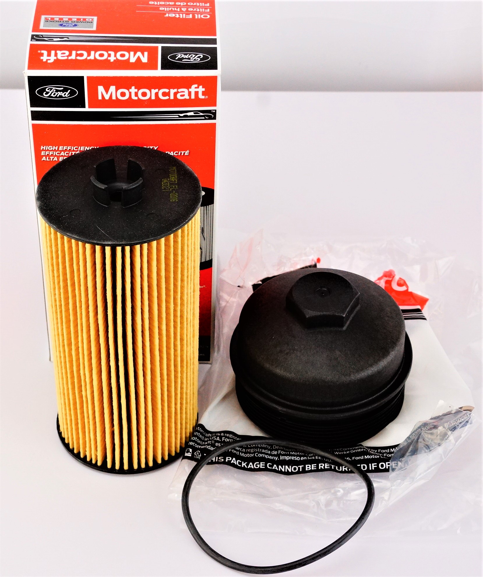 2 Pack Genuine Motorcraft EC781 & FL2016 Engine Oil Filter Kit w/ Cap and Gasket - image 3