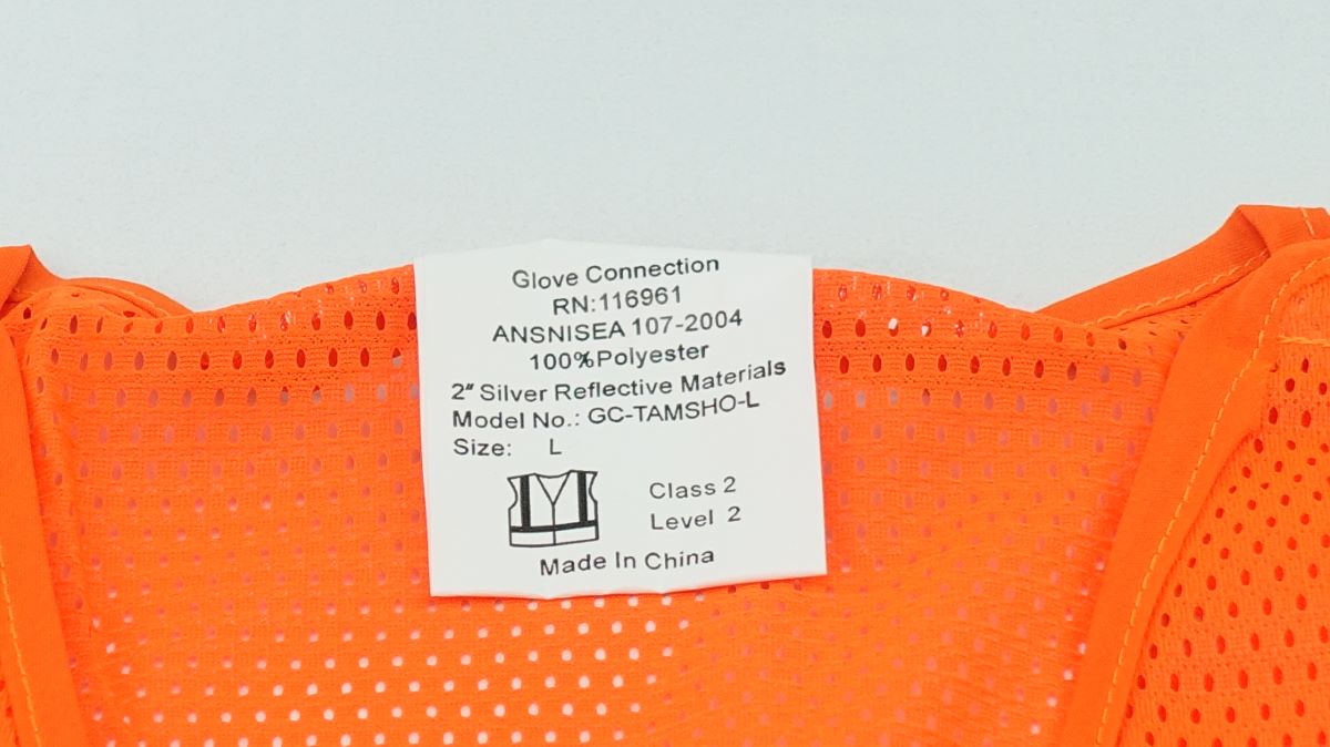 Glove Connection Vest Safety Hi Vis Orange Mesh Size Large Class 2 Level 2 - image 3