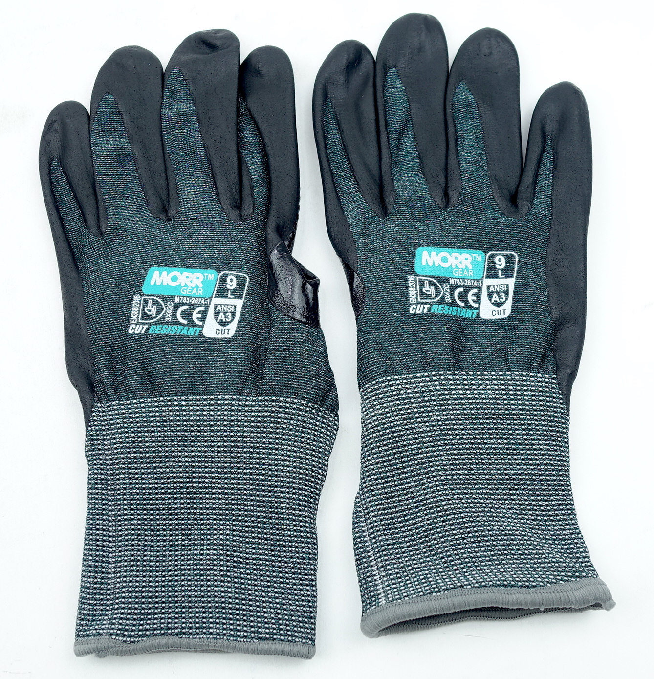 12 Pair MORR Gear M783-2674-1-9L Cut Resistant Gloves Size Large Dot Palm Grip - image 2
