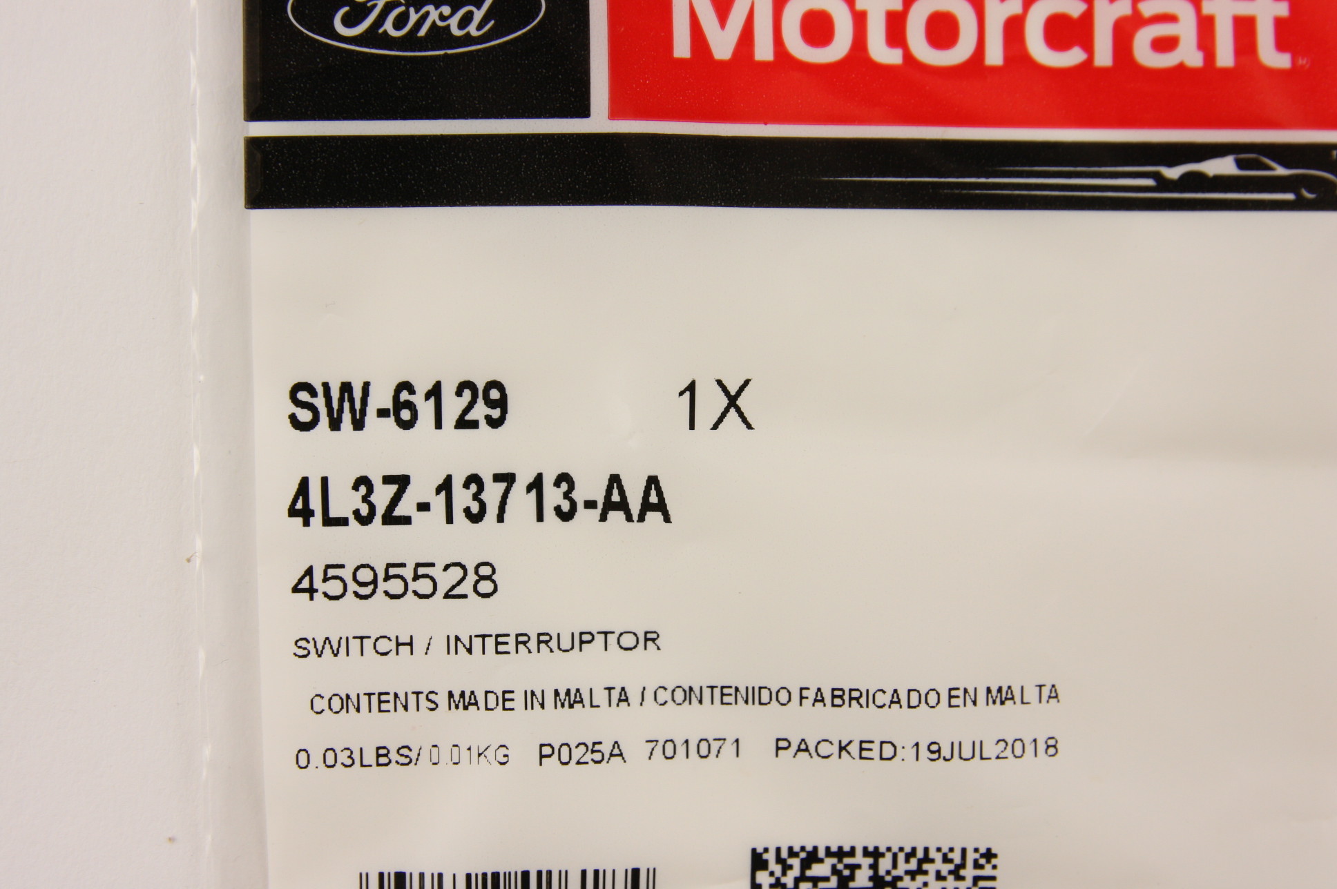 New OEM Motorcraft SW6129 Door Open Warning Switch Front Left Ford 4L3Z13713AA