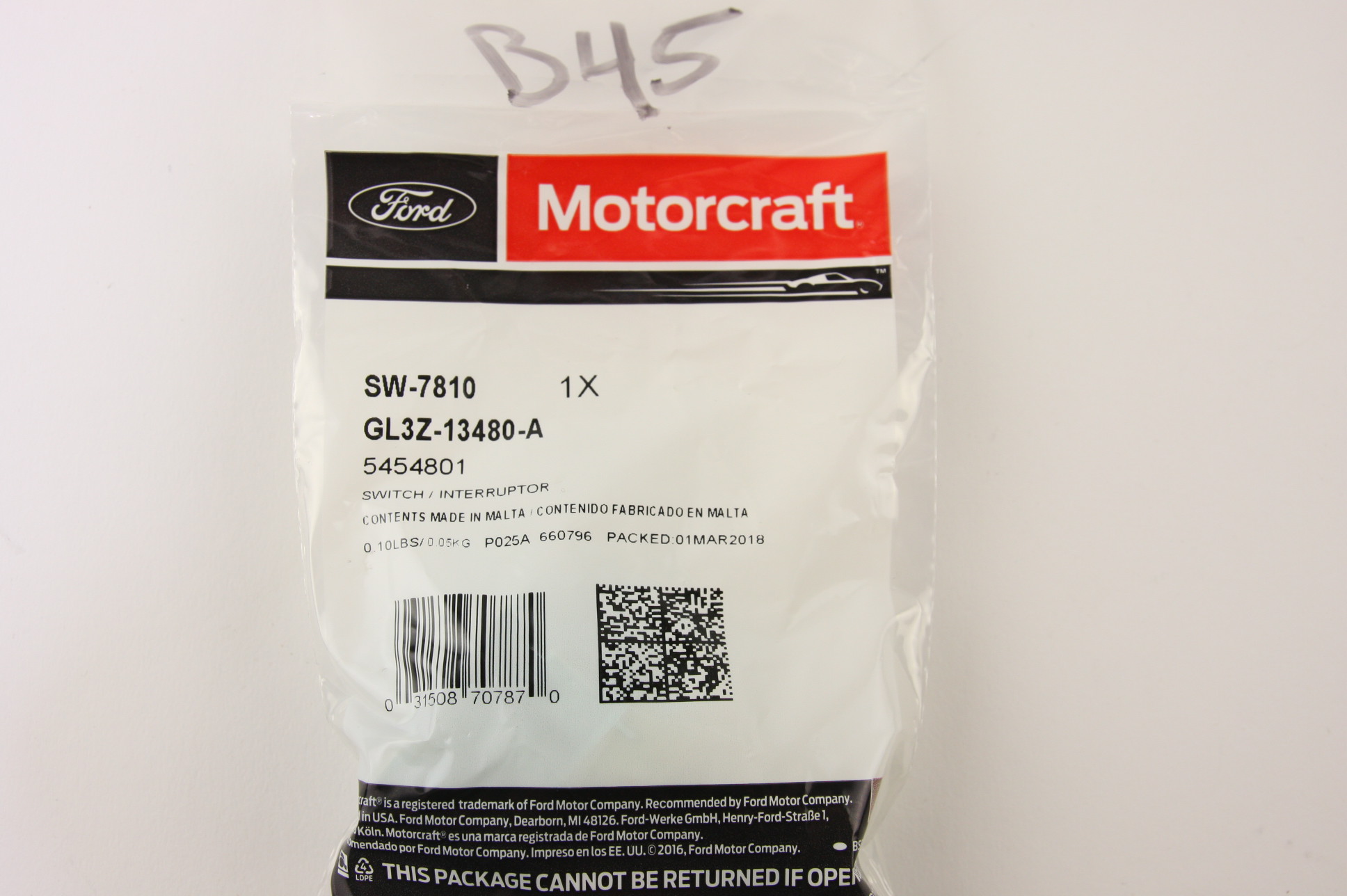 New OEM Motorcraft SW7810 Brake Light Switch Ford GL3Z13480A Free Shipping NIP - image 3
